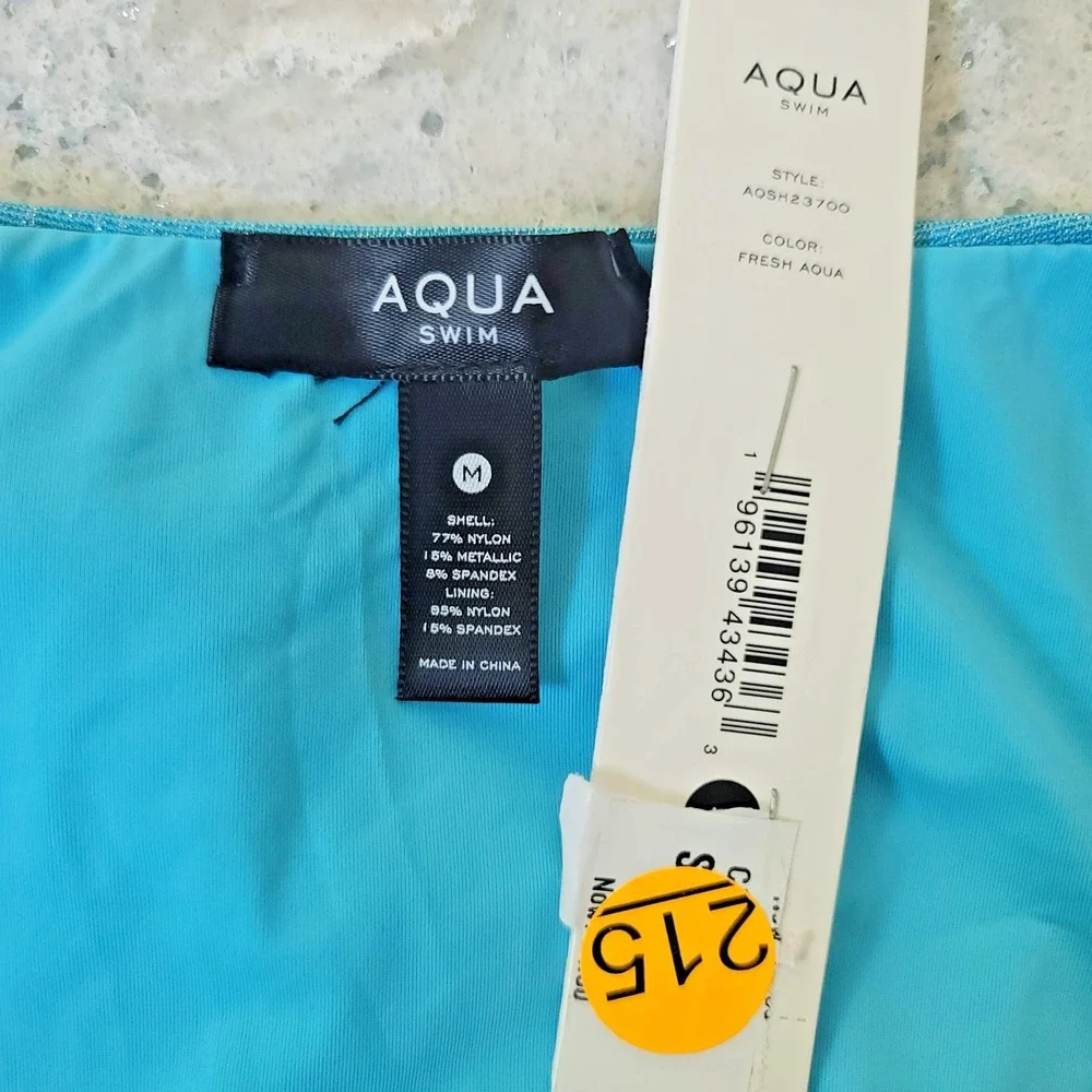 Aqua Swim Bikini Bottom Womens Medium Hipster‎ Stretch Shimmer NWT Swimwear blue